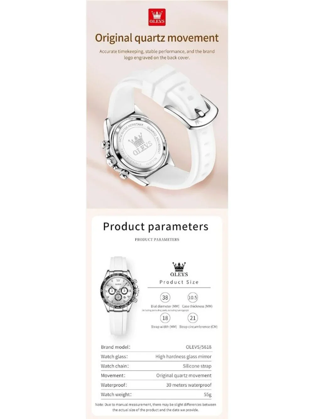 Women's White Black Stainless Steel Bracelet Waterproof Dress Analog Wrist Watch